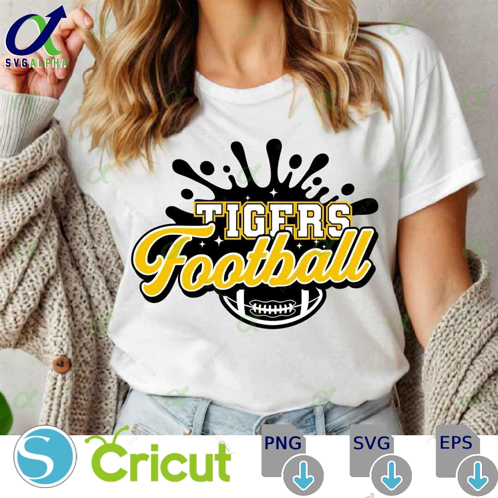 Tigers Football Svg Png Football Svg Sports Svg Football Shirt Sublimation Designs Tigers Svg Png Dxf Jpg Eps